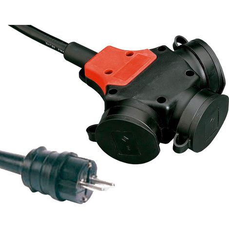 Adaptador multiple schuko goma ip44 2p+t 16 a 250 v 10 m de cable 3g2,5 mm² negro