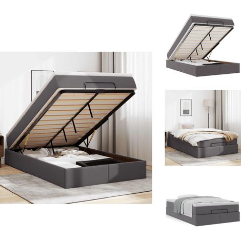 Cadre de lit ottoman avec matelas gris 120x190 cm similicuir - Cadre De Lit Ottoman - Cadres De Lit Ottoman - Cadre De Lit - Cadre De Lit Avec Rangement (1/5)