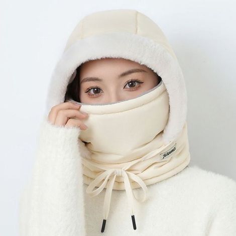 Pasamontañas de invierno de forro polar, ajustable con cordón, gorro multifuncional para esquí, ciclismo y actividades al aire libre, gris oscuro (1/5)