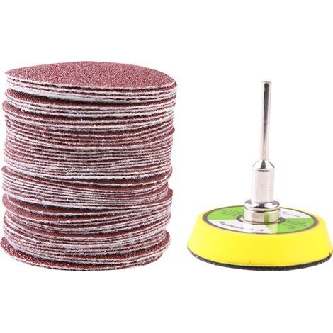 Disques de ponçage de 2 pouces, 50mm, papier de verre de forme ronde, grain 60 – 180, boucle à crochet, outil de polissage abrasif (1/4)