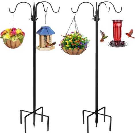 Gancio da giardino, altezza regolabile, base stabile a 5 fori, 2 pezzi, 1,6 m, 3 ganci (1/2)