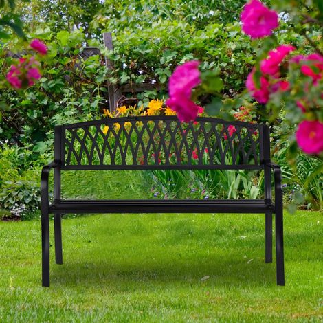 Schwarze gartenbank