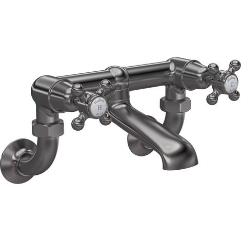 Hudson Reed White Topaz Wall Mounted Crosshead Bath Filler Tap - Brushed Pewter (1/2)