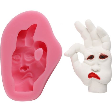 Moule en silicone 50-528 OK Visage rigolo, pour la décoration de gâteaux, la pâtisserie, le fondant, les biscuits, le pudding au chocolat, le savon artisanal et la résine époxy. (1/5)