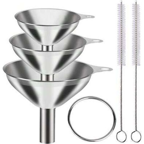 Trichter, 3er-Set (groß, mittel und klein), Mini-Trichter zum Kochen, Abfüllen und Backen, 2 Pinsel (1/5)