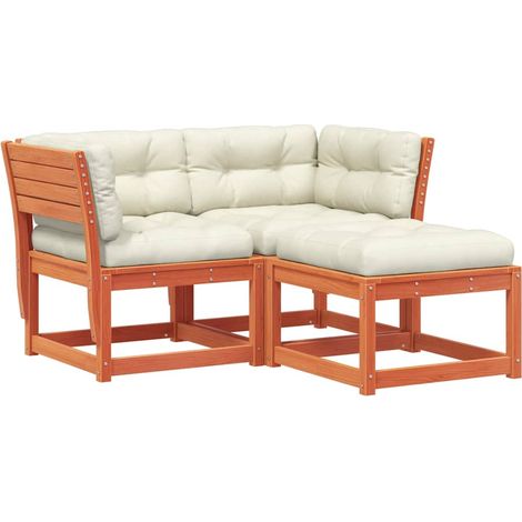 Maison Exclusive - 3-tlg. Garten-Sofagarnitur mit Kissen Wachsbra