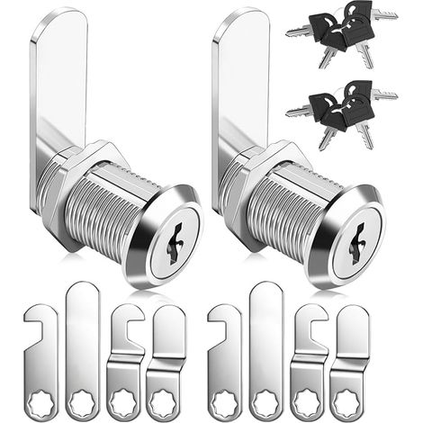 2 x Mailbox Lock Kits 16 mm with 5 Different Lock Plates and 4 Keys Security Cam Cabinet Locker for Mailbox, Tools, File (1/5)