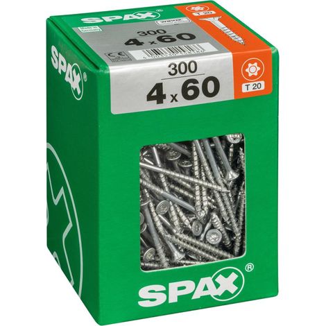 Juego de 300 tornillos SPAX Torx de acero con cabeza avellanada, Diam.4 mm x L.60 mm SPAX (1/4)