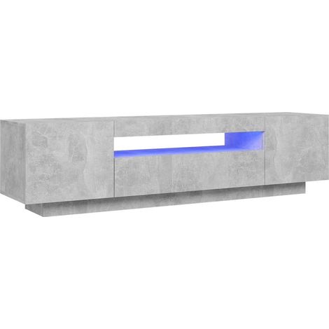 Meuble TV avec lumières LED, Étagère TV, Meuble de Salon, Gris béton 160x35x40 cm OIB3826E (1/5)