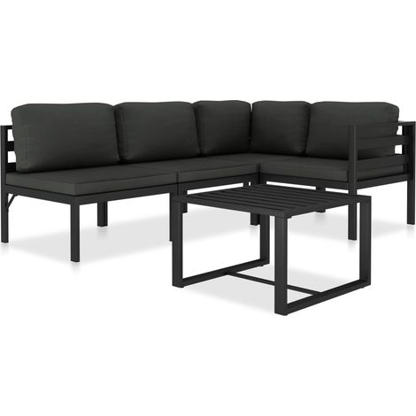 5-tlg. Garten-Lounge-Set mit Kissen Aluminium Anthrazit