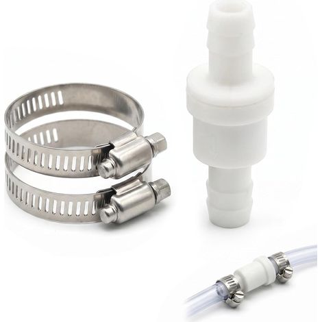 Clapet Anti-Retour 10mm avec 2 Colliers de Serrage en Inox 304, Valve Anti-Retour Unidirectionnelle pour Eau, Carburant, Air et Gaz, Idéal pour Lave-Linge et Systèmes Hydrauliques (1/5)