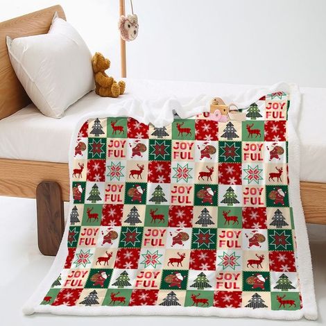Noël Couverture Polaire, Hiver Plaid Moelleuse Couverture de Canapé Couvre-Lit en Peluche Couverture pour Adultes et Enfants (120x150cm) (1/5)