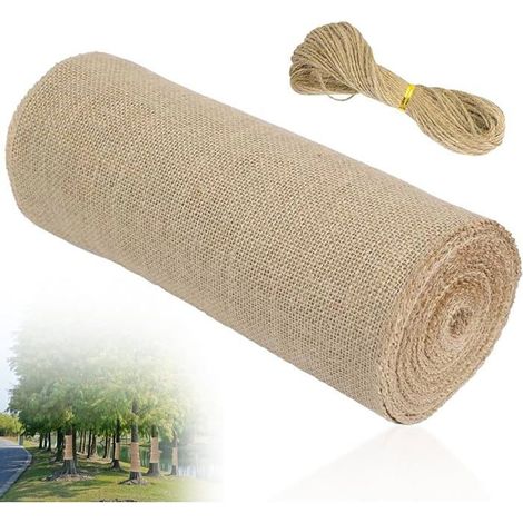 Toile de jute naturel 40cm x 6m avec 20m de corde, paillage et protection des arbres pour le jardinage. (1/5)