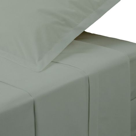 Drap Plat 1 Personne "Percale" 180x290cm Vert Tilleul (1/2)