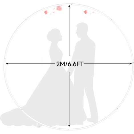 Arche de mariage en métal rond, assemblage sans outil, base robuste, Blanc 2M, 2X2M-a (1/2)