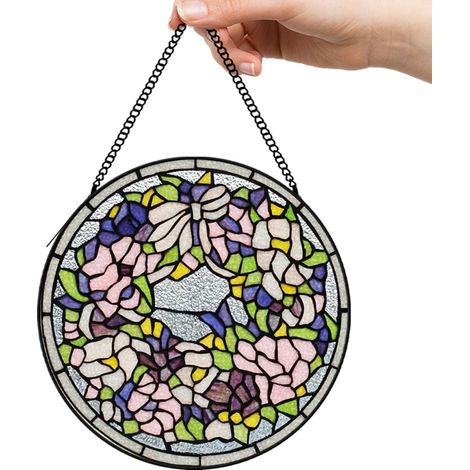 30 cmAttrape-soleil oiseau fleurs colorées en verre, décoration fenêtre maison, cadeau grand-mère (1/5)