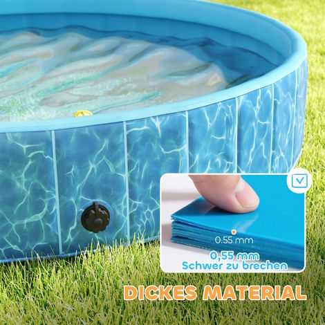 Piscine démontable pour chien avec jet d'eau et coussin rafraîchissant, Ø 160 x 30 cm, bleu (1/4)
