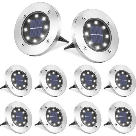 8 Pièces LED Lumière Solaire Extérieur-Lampe Solaires Jardin Au Sol-Blanc Froid Pelouse Lumière (1/5)