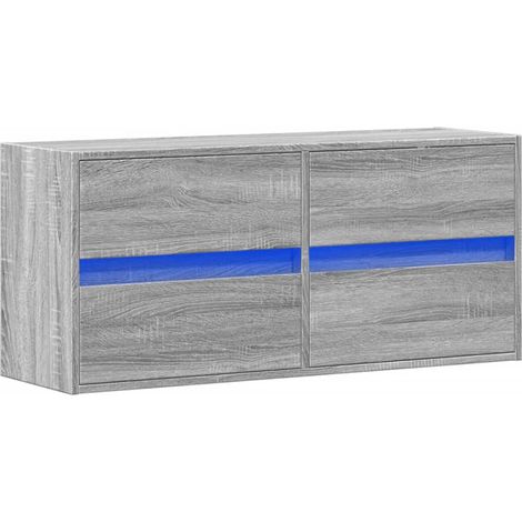 Mobile TV multimediale scaffale per televisione televisione buffet sala da pranzo soggiorno camera da letto a parete con luci LED sonoma 100 x 31 x 45 cm grigio 020028035