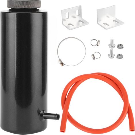 Overflow Recovery Tank, 3x7.5in Universal Radiator Cooling Oil Catch Can Overflow Reservoir Bottle Aluminum Alloy [Black] MUMU (1/4)