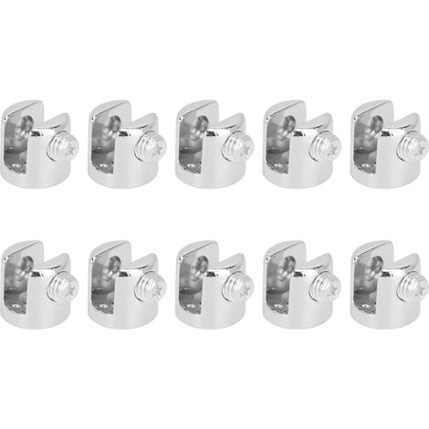 10 pinces de fixation pour plaques de verre, en alliage de zinc, pour panneaux de verre et de bois de 6 à 8 mm (1/5)