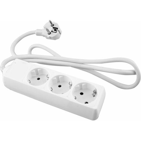 Base Blanche : multiprise 3 Prises idéale pour connecter Plusieurs appareils simultanément. avec Un câble de 1,5 m, Elle Offre polyvalence et sécurité dans n'importe Quel Espace de Votre Maison.