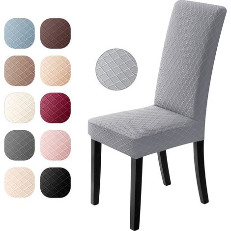 Housse de Chaise Lot de 4 Couverture de Chaise de Élasthanne Jacquard Pattern Housse de Salle à Manger Universel Housse de Protection, très Facile à Nettoyer et Durable (Gris-Argent, Lot de 4) (1/3)
