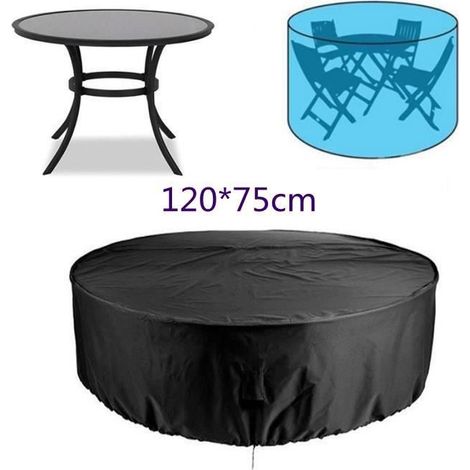 Housse de Protection pour Table Ronde Imperméable au Vent Housse Mobilier 210D Oxford Tissu Housse Salon de Jardin (12075cm) (1/4)
