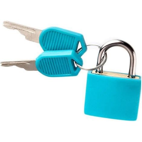Vorhängeschloss Messing klein mit 2 Schlüsseln, Hellblau, 30mm