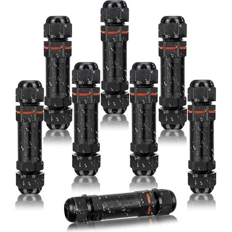 Connecteur Électrique - 8 Pièces - Étanche IP67 - 3 Broches - Câblage Sans Soudure - Pour Éclairage Extérieur LED - Boîtier de Raccordement Câble