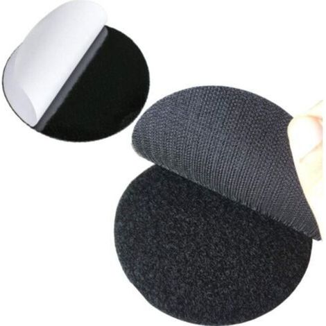 Pack of 10 round 6cm adhesive dots with super sticky backing, removable, perfect for home or office (black) (1/5)