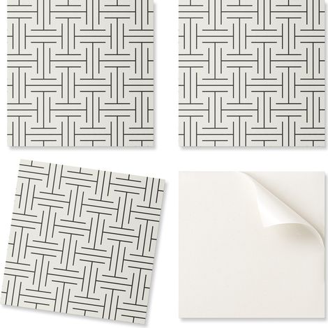 Baldosas de vinilo autoadhesivas - Decoraci贸n estampada con dise帽o geom茅trico a cuadros 9x30x30 cm