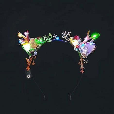 Bandeau lumineux LED de Noël, coiffe en bois de cerf, bandeau lumineux pour cheveux, serre-tête lumineux pour fête et mascarade pour femmes (Style A) (1/5)