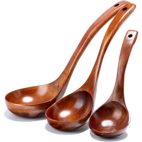 Cuillère en bois faite à la main, cuillère à soupe en bois, lot de 3 cuillères en bois à long manche, cuillères à mélanger, ustensiles de cuisine ménagers