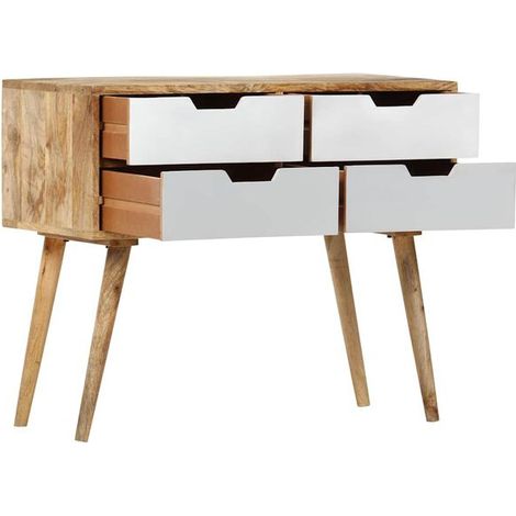 Buffet En Bois De Manguier Massif 85 x 40 x 71 cm, 4 Tiroirs, Meuble De Rangement (1/4)
