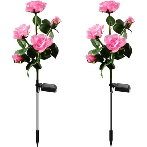 Lampadaire Solaire Fleur de Tournesol - 5 Têtes LED - 71 cm - Étanche - Pour Jardin Pelouse Cour Extérieure - 2 Pièces (1/5)