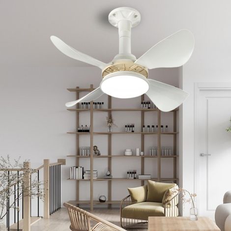 Ventilateur de plafond LED moderne, silencieux et à intensité variable avec télécommande, idéal pour une chambre, blanc, culot E27 (1/5)