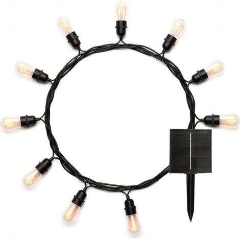 Guirlande lumineuse solaire raccordable 10 ampoules LED blanc chaud effet flamme 8m (1/4)
