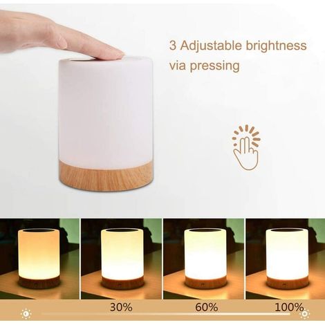 Lampe de chevet LED, lampe de table d'atmosphère dimmable tactile pour salon chambre (1/4)