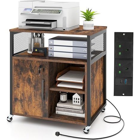 File Cabinet on Wheels w/ Charging Station & Cable Management Hole (1/5)