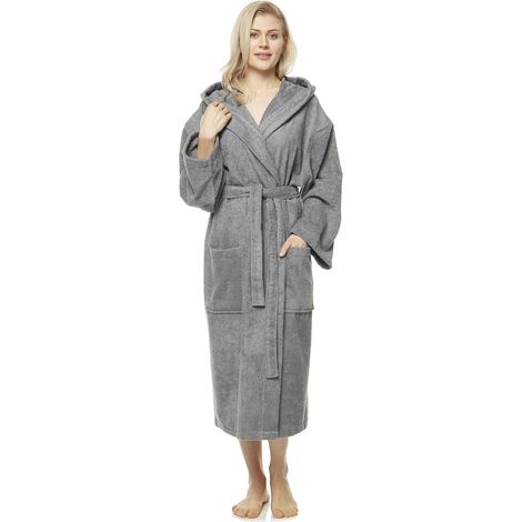 Peignoir Femme 100% Coton Éponge, Capuche, Longueur Mollet (1/5)