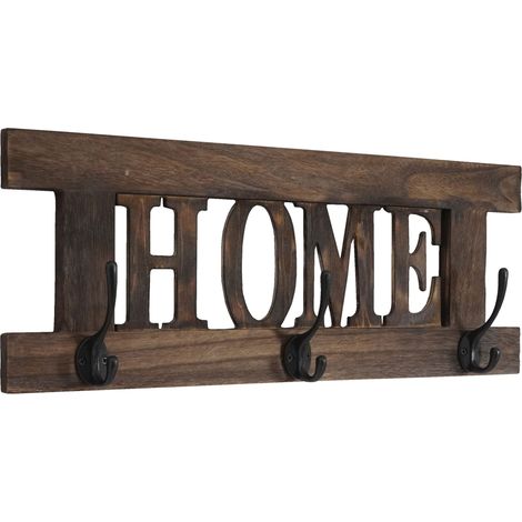 Garde-robe murale Home, planche vestiaire, style shabby, vintage, 55x21cm, marron