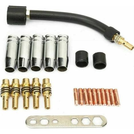 24-teiliges 0,8-mm-Kontakt-MIG-Schweißbrenner-Verschleißteile-Set, kompatibel mit Binzel 15AK Schweißbrenner (1/4)