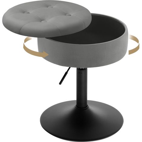 WOLTU 1x Sgabello rotondo altezza regolabile sedia da bar con Vano Portaoggetti Grigio Scuro