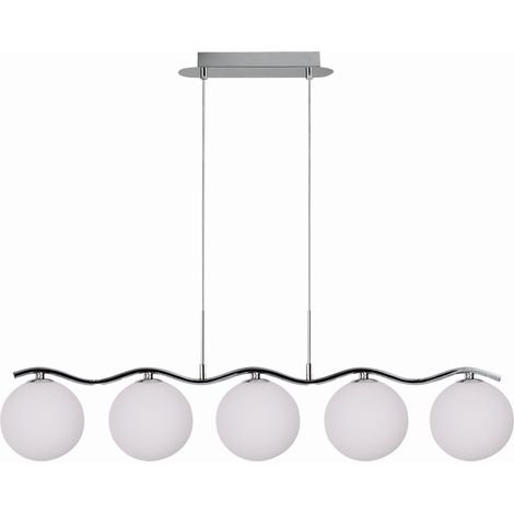 Lampadario Candellux RAMON 5xG9 in vetro cromato bianco