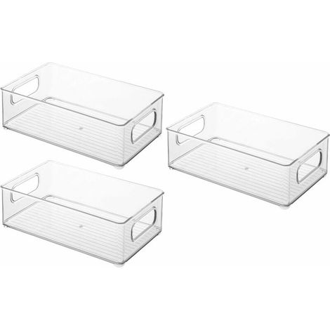 royaluxe - Lot de 3 armoires de cuisine en plastique pour réfrigérateur ou congélateur - Récipient de conservation pour les aliments, les fruits, les collations, 25,4 cm de long (1/5)