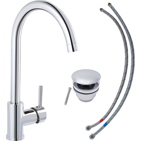 SCHÖNER WOHNEN-Kollektion Waschtischarmatur CANTIS, Wasserhahn geeignet für wandhängende Waschbecken und Aufsatzwaschbecken in Bad und Küche, Chrom (1/3)