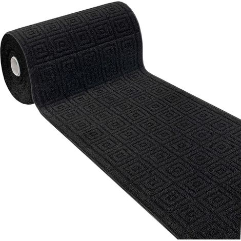 Passatoia Cucina Assorbente Tappeto Design 3D Corsia Tinta Unita Al metro Su Misura - Nero (1/4)