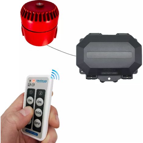 Kit panique robuste sans fil 800m avec sirène PRO IP65 et télécommande SOS - Durée et tonalité réglable (PROTECT 800) (1/5)