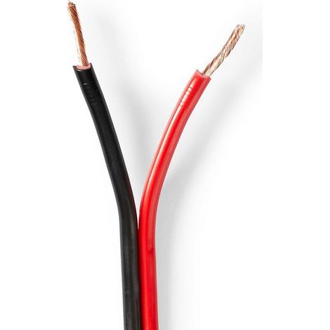 Cable de altavoz 2x 150 mm cobre 1000 m redondo pvc negro rojo bobina